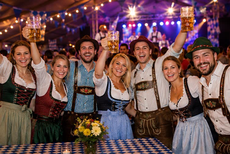Gäster som firar på Stockholm Oktoberfest