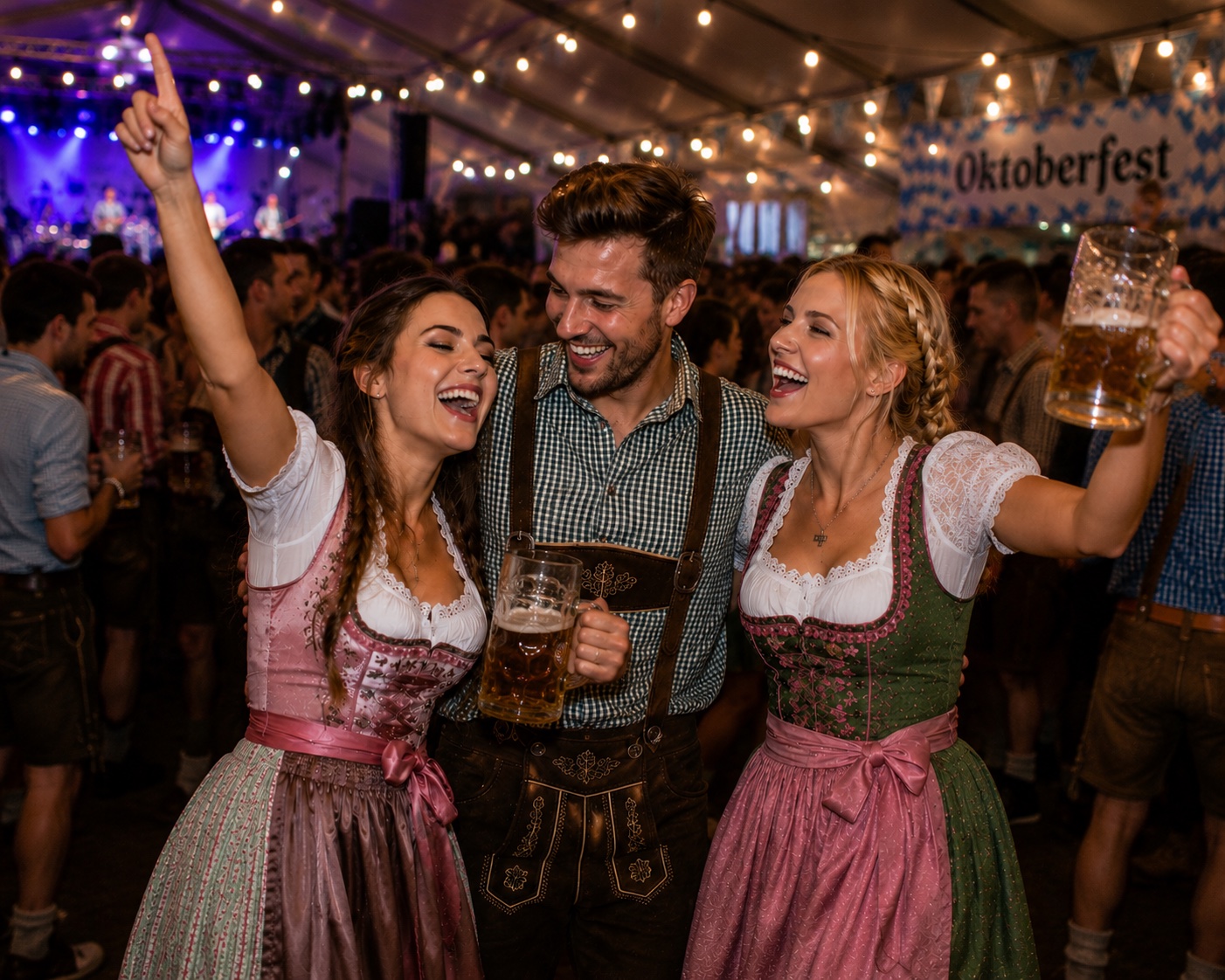 Vänner firar Oktoberfest i Stockholm